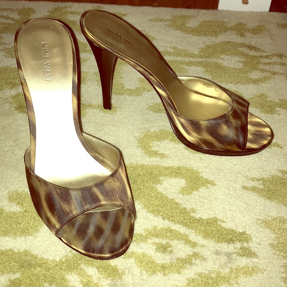 Nine West Leopard Print Open Toe Mule Heel - image 1